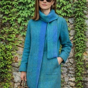 VINTAGE AVOCA COLLECTION Wool Tweed Jacket with Scarf Tie, M